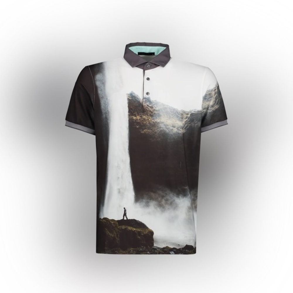Greyson Black and White Waterfall Polo Shirt